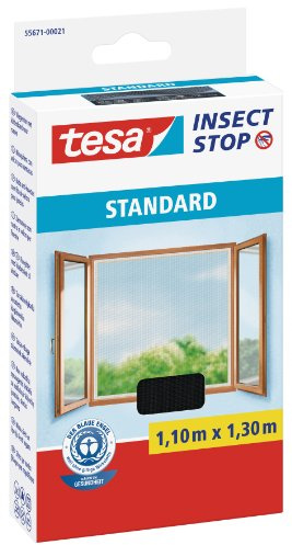 tesa Zanzariera per finestra, qualità standard, antracite, trasparente, 1,1 m x 1,3 m