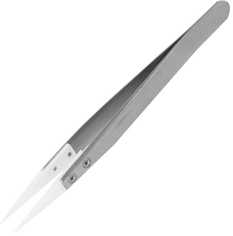 Ceramic Tipped Tweezers, Extra fine Pointed Tips, Stainless Steel Body. Made in Japan. ENGINEER ptz-51