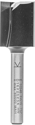 ENT 10246 Nutfräser HW, Schaft (S) 6 mm, Durchmesser (D) 16 mm, NL 20 mm, SL 32 mm, GL 52 mm