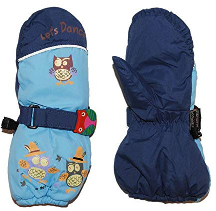 alles-meine.de GmbH Handschuh mit langem Schaft - blau Eulen Eule Thermo gefüttert Thermohandschuh - Gr. 9 Monate bis 18 Monate - Fausthandschuh Handschuhe