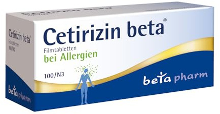 Cetirizin beta 10 mg - Allergie Tabletten gegen Heuschnupfen, 100 Stk.