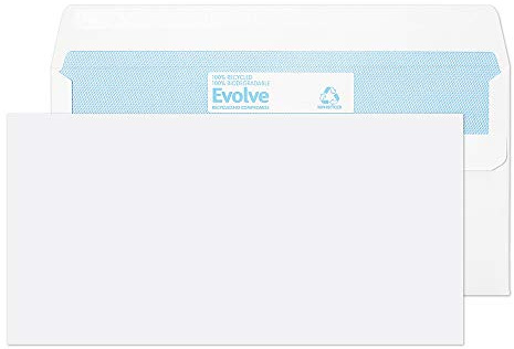 Blake Environmental - FSC Recycled Envelopes DL (110 x 220 mm) - Pack of 1000 - Eco Biodegradeable 90GSM - Self Seal White Envelopes - Stationery & Business Supplies (RD7882)