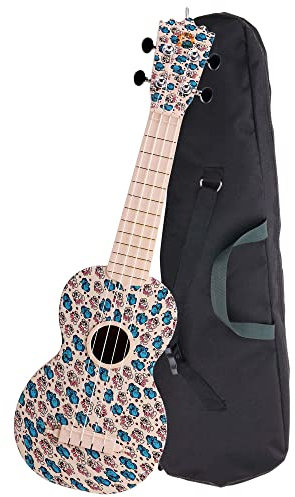 Classic Cantabile BeachBuddy Sunny Zoo Sopran Ukulele aus ABS Material (Uke, Hawaii Gitarre, PVC Kunststoff, 12 Bünde, 12 Bünde leichtgängige Gitarren-Mechaniken, Outdoor & Strand tauglich)
