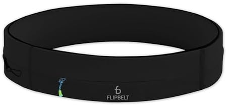 FlipBelt Zipper - Laufgürtel für Handy & kleines Zubehör - Sport-Bauchtasche für Damen und Herren - XS - Schwarz