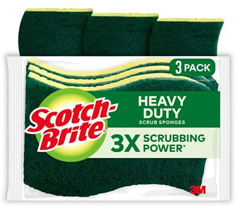 3M Scotch-Brite Heavy Duty Scrub Sponges, Multi-Colour, 11.43 x 7.62 x 6.6 cm