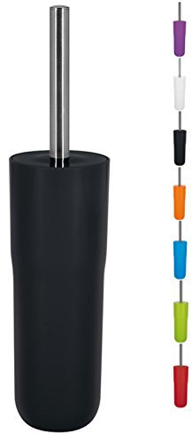 Spirella WC Bürste Klobürste Toilettenbürste hochwertig „Cocco“ mit hygienischem Behälter Schwarz