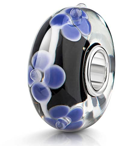 MATERIA by Matthias Wagner Glas Beads 3D Charms Anhänger Blumen 925 Silber #1043