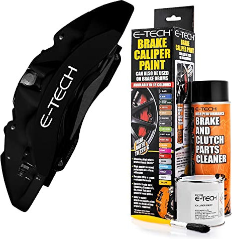 E-Tech Brake Caliper Paint - BLACK - Complete Kit Inc Paint/Cleaner & Brush