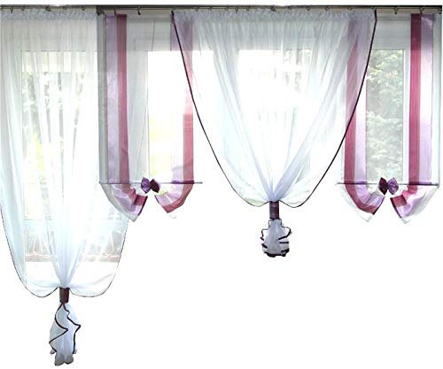 TOP Fertiggardine NEU Top Design Set Schöne Gardine AG26 A (Violett)