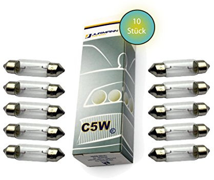 Jurmann Trade GmbH® 10x Stück 12V 5W C5W SV8.5-8 36mm Glassockel Halogen Lampen Autolampen NEU