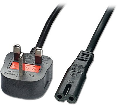 LINDY Mains Power Lead (Fig. 8) UK 3 Pin Plug Black 2m