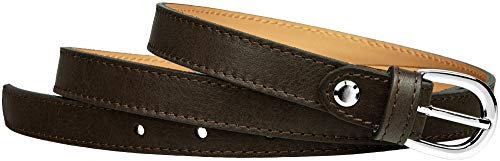 Caspar GU273 schmaler Damen Leder Gürtel Taillengürtel, Gürtelgröße:95, Farbe:dunkelbraun