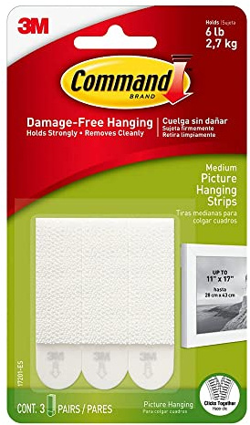 Command Picture Hanging Strips, White, Medium (Pack 3)