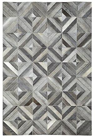 Jute & Co. PE546 Teppich Modern Hochwertig Handgefertigt, Leder, Grau