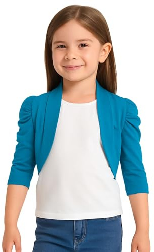 New Kids Girls Ruched Sleeve Stylish Shrug Bolero Cropped Cardigan 2-13 Years