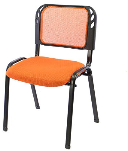 Nexos Trading Bürostuhl Konferenzstuhl Besucherstuhl orange gepolsterte Sitzfläche stapelbar 52,5 x 45 x 80 cm Stapelstuhl Metallrahmen schwarz