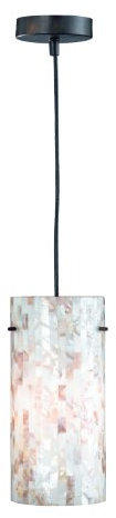 TRIO-Leuchten 300800124 Pendelleuchte, 1 x E14, max. 60W, Höhe 26 cm, ø 12 cm, Länge 140 cm, Ausführung rostfarbig / Perlmutt