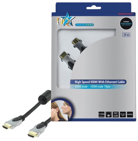 HQ 20m High Speed HDMI Cable with Ethernet, Ideal for Connecting PS3, XBox 360, Blu Ray DVD, Sky HD, DVD Recorders, Virgin Media HD, Freesat HD etc.