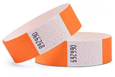 linie zwo ®, Lot de 100 bracelets d'identification 19 x 254 mm, Orange néon