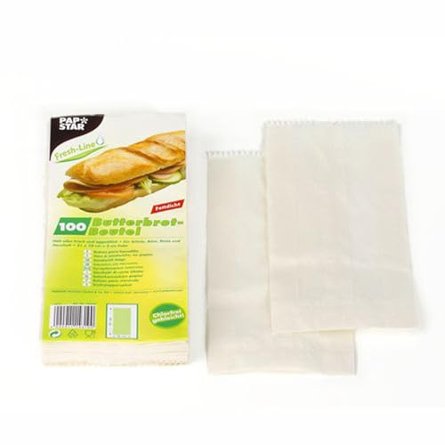 Papstar 1 Karton = 30x100 Butterbrotbeutel 21 cm x 10 cm x 3 cm weiss 14310