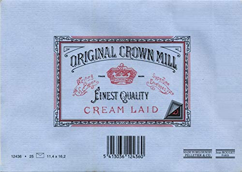 Original Crown Mill Classic Line Briefpapier, Büttenpapier texturiert, C6 Umschläge, 25 Stück, blau