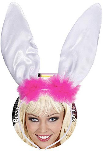 Widmann 8209B - Haarreif Hasenohren, Weiß, Accessoire, Haarschmuck, Kopfschmuck, Karneval, Fasching, Mottoparty