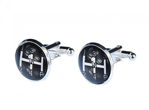 Miniblings Gangschaltung Manschettenknöpfe Knöpfe + Box Schaltknüppel Auto Gänge - Herrenschmuck Manschettenknopf Cufflinks Hemdknöpfe I Holzbox inklusive