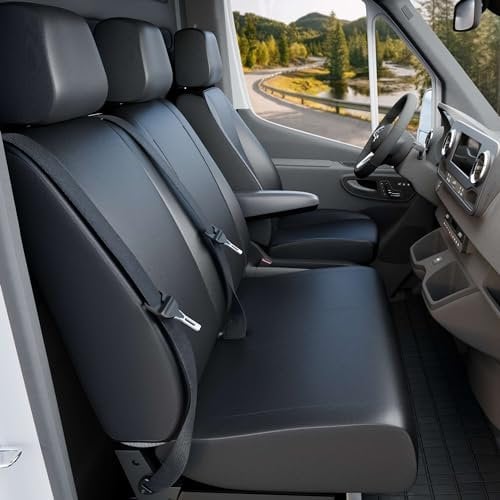 WALSER Passform Auto-Sitzbezug, Transporter-Schonbezug Kunstleder kompatibel mit VW T6, Doppelbankbezug vorne