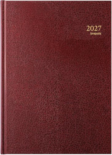 Tageskalender Brepols Bremax 2 - 1 Tag auf 2 Seiten 21 x 29 cm (bordeaux) - Weinmotiv 2019