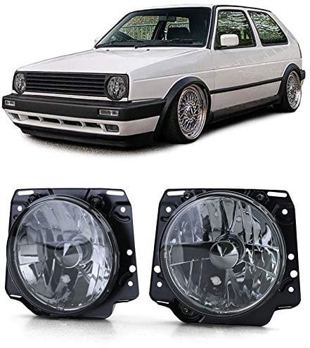 Carparts-Online Schwarze Klarglas Scheinwerfer smoke für VW Golf 2 83-91