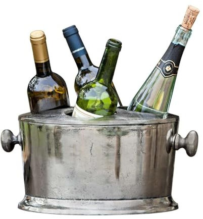 LOBERON® Sektkühler Florac, Aluminium, H/Ø ca. 25/30 cm, antiksilber, antiksilber