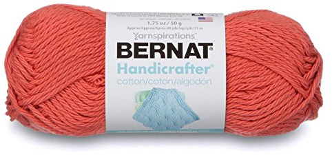 Bernat Handicrafter Cotton Yarn, Solid, 1.7 Ounce, Tangerine, Single Ball