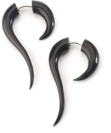 81stgeneration Schwarz geschnitzt 16g Stammes organische Horn Knochen Ohrringe Paar