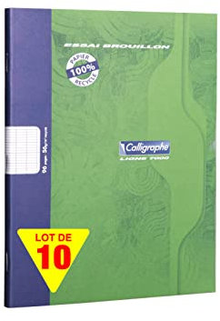 Calligraphe 2196C Lot de 10 Cahiers de Brouillon Agrafés Verts (une Marque de Clairefontaine) - 17x22 cm - 96 Pages Grands Carreaux - Papier 56 g 100% Recyclé - Couverture Carte Offset
