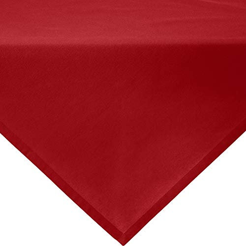 REDBEST Mitteldecke, Tischdecke Uni Seattle, 100% Baumwolle rot Größe 100x100 cm - Robustes, glattes Gewebe, mit hochwertigem Kuvertsaum