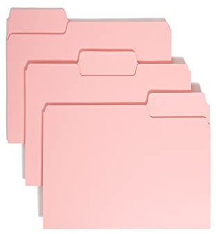 Smead Standard-Aktenordner, 100 Stück, Rosa, 1/3-geschnittene Reiter, Briefgröße (12643)