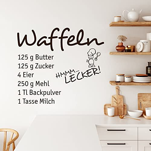 GRAZDesign Wandtattoo Küche Rezept Waffeln | Küchenaufkleber selbstklebend - 46x40cm / 080 braun