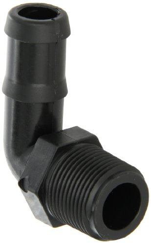 Banjo HB025-90 Polypropylene Hose Fitting, 90 Degree Elbow, 1/4 NPT Male x 1/4 Barbed