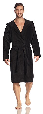 Vossen Damen & Herren Bademantel Texas schwarz L