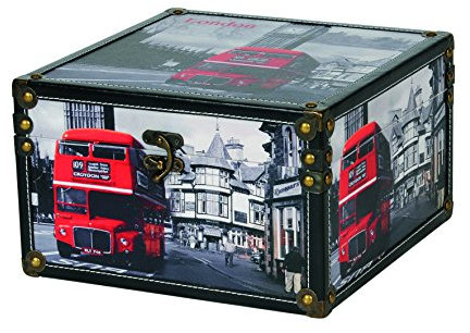 Kleiber Truhe London groß Aufbewahrungs Koffer, Box, Holz, schwarz, 30 x 30 x 18,5 cm