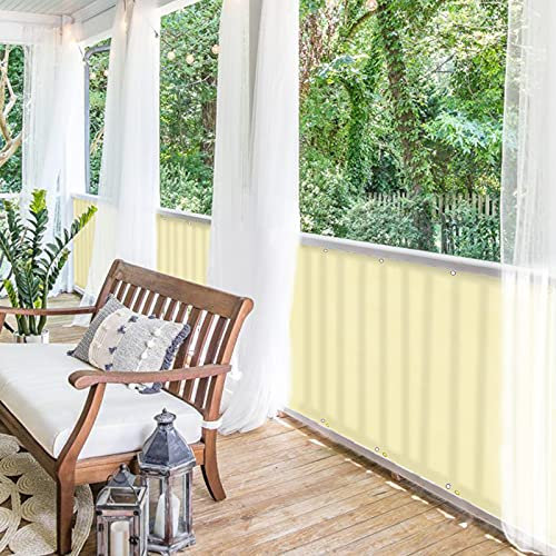 BALCONIO Balkon Sichtschutz wasserabweisend Balkonbespannung Balkonabdeckung für Balkon Terrasse aus Polyester-Zitronengelb-550 x 85 cm