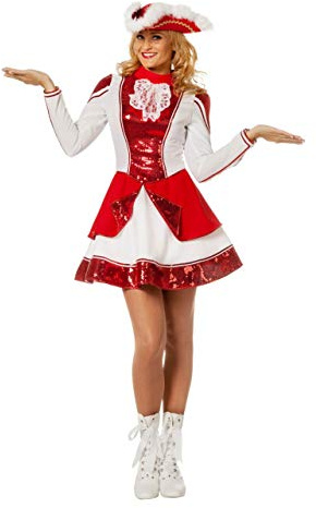 Tanzmariechen Kleid Garde für Kinder rot/weiß mit Pailletten ohne Hut Gr. 42