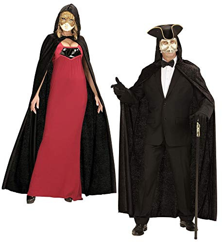 W WIDMANN MILANO Party Fashion - Umhang mit Kapuze, aus Samt, ca. 150 cm, Halloween, Karneval