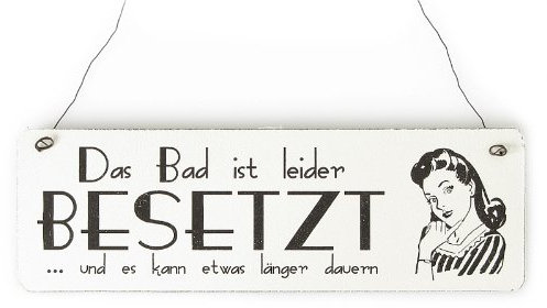 Interluxe Schild mit Spruch Shabby Vintage Türschild Das Bad ist leider besetzt Dekoration Holzschild Badezimmer Beautyraum Geschenkidee Freundin Tochter Mädels