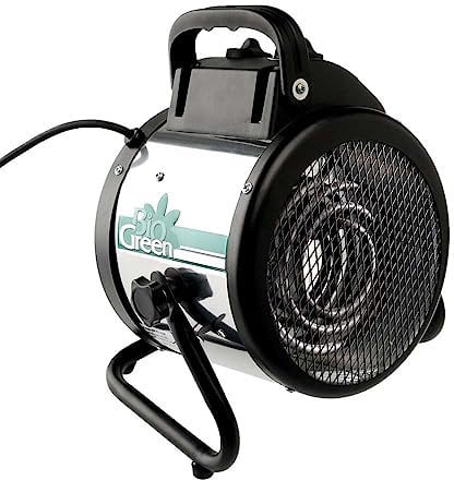 BioGreen Elektro-Gewächshausheizung Palma mit manuellem Thermostat | IPX4 spritzwassergeschützt, energiesparend | 163 m³/h Luftumwälzung | 2000 Watt
