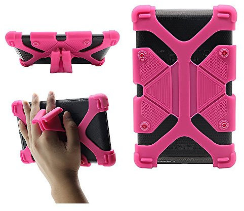 CHINFAI Universal 7 inch Tablet Case Shockproof Silicone Stand Cover for All Versions RCA Voyager Vankyo Yuntab Samsung Google Nexus MatrixPad Z1 Huawei 7 Android Tablet and More, Rose