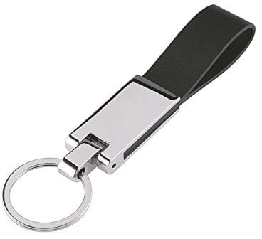 Wedo 2053420 Schlüsselanhänger Style (Leder / Zinklegierung, glänzend verchromt, 8,7 x 2,0 x 0,8 cm) silber / schwarz