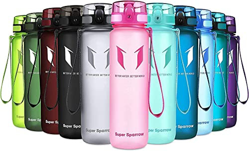 Super Sparrow Botella de Agua Deportiva - 1000ml - Sin BPA (Mate- Rosa)