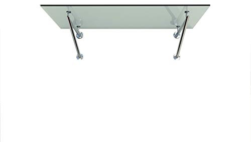 BuyLando-Shop Vordach Glasvordach Türvordach Verbundsicherheitsglas Klarglas VSG Edelstahl (180x90cm (2x V-Halterung))