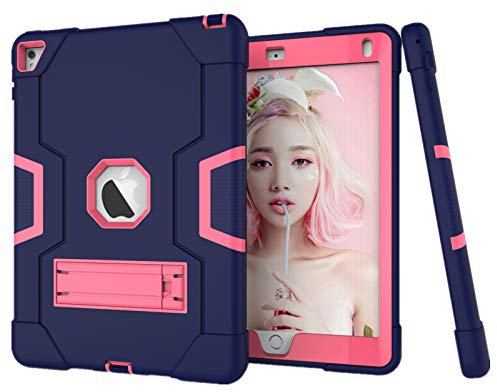 HyFone Custodia Protettiva per iPad Air 2 iPad PRO 9.7 - Robusto Antiurto Resistente Protezione Completa del Corpo Case Cover per iPad A1566 A1567 A1673 A1674 A1675 - [Blu Navy/Rosso]